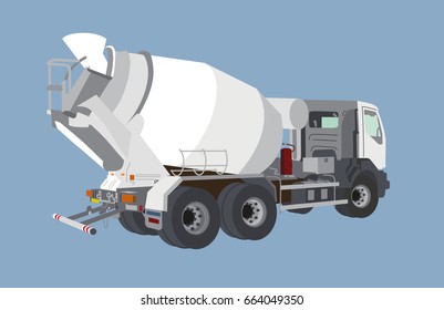 Cement mixer on blue bottom