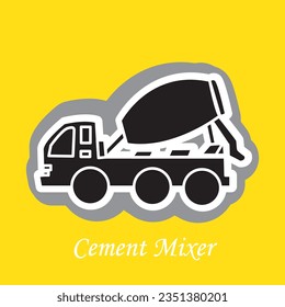 Cement mixer sticker black color vector illustration