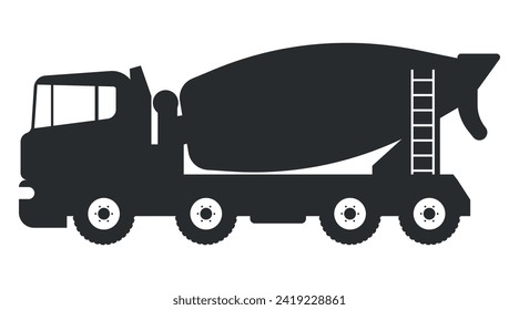 Cement mixer truck. Cargo truck concrete mixer. Vector illustration. Eps 10.