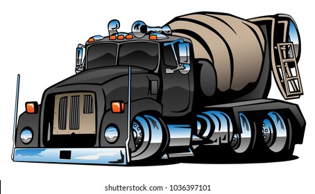 Cement Mixer Truck Cartoon Vector Illustration