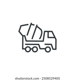 Cement mixer truck concrete construction icon, vector illustration