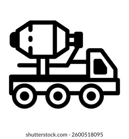 Cement mixer truck icon in glyph style
