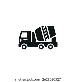 Ícone do caminhão de mistura de cimento. Simples ícone de caminhão misturador de cimento para mídias sociais, app e web design. Ilustração vetorial.