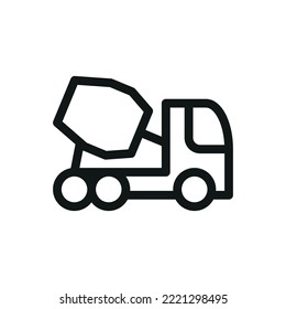 Cement mixer truck isolated icon, concrete mixer truck vector symbol with editable stroke