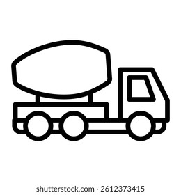 Cement Mixer Vector Line Icon Design