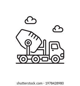 cement mixer vector outline icon style illustration. EPS 10 file