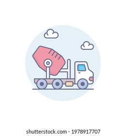 cement mixer vector round icon style illustration. EPS 10 File