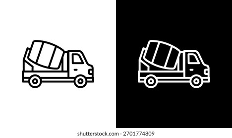 Cement Mixer White Icon Set Design