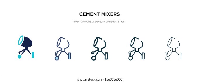 cement mixers icon in different style vector illustration. two colored and black cement mixers vector icons designed in filled, outline, line and stroke style can be used for web, mobile, ui