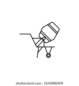 Ícone de misturadores de cimento. ícones preenchidos e traçado de linha