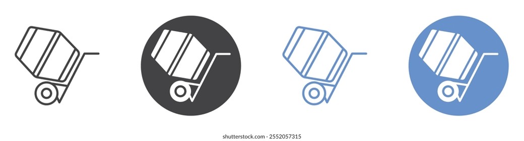 Cement mixers icon flat line symbol set.