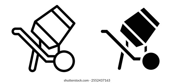 Cement mixers liner icon vector set.