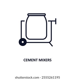 cement mixers outline icon.  Thin line icon from construction tools collection. Editable vector isolated on white background