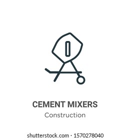 Cement mixers outline vector icon. Thin line black cement mixers icon, flat vector simple element illustration from editable construction concept isolated on white background