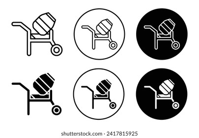 cement mixers vector icon set collection. cement mixers Outline flat Icon.