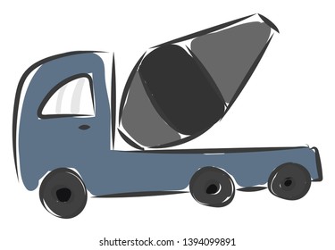 A cement mixing machine loaded fully and is ready for departure vector color drawing or illustration