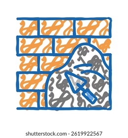 cement on brick wall doodle icon sketch vector. cement on brick wall sign. isolated symbol illustration