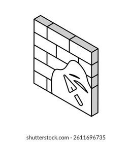 cement on brick wall isometric icon vector. cement on brick wall sign. isolated symbol illustration
