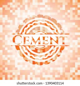 Cement orange mosaic emblem. Vector Illustration. Detailed.
