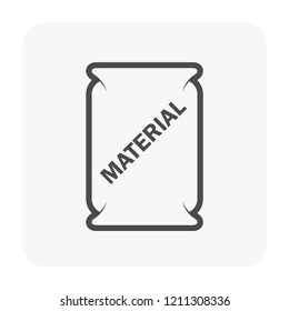 Cement paper bag package or sack vector icon. That chemical, binder, substance or material for construction industry. Mixture of mortar and concrete by mix with sand and stone. For masonry, plaster.