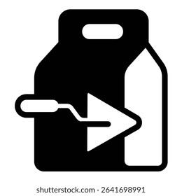 Cement paper bag with spatula solid icon, making road concept. Vector graphics. Concrete sack and trowel, construction sign on white background, style mobile or design