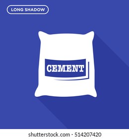 Cement pouch vector icon on dark blue background with long shadow