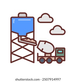 Zementproduktion Gefüllte Icons , Vektorgrafik