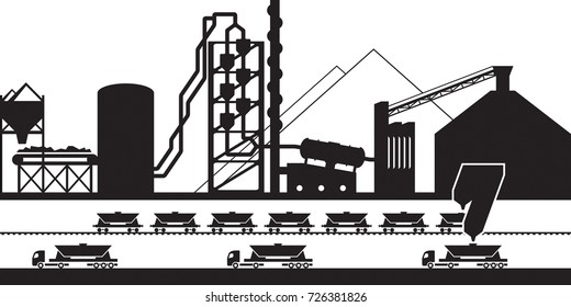 Cement production plant - vector illustration