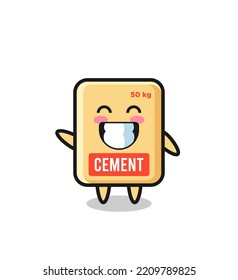 cement sack cartoon character doing wave hand gesture , cute design