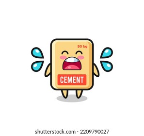 cement sack cartoon illustration with crying gesture , cute design