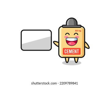 cement sack cartoon illustration doing a presentation , cute design