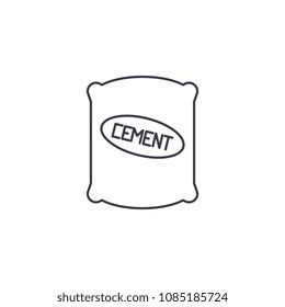 cement sack vector line icon, sign, illustration on background, editable strokes