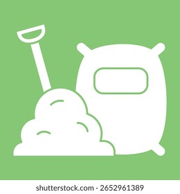 Cement Sign Icon - Minimalist cement bag symbol to visually indicate construction materials or heavy-duty supplies.