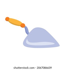 A cement spoon serves to stir the cement-sand mixture in the bucket vector illustrations