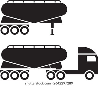 Cement tank semi truck icon.