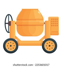 Cement tool icon cartoon vector. Concrete machine. Building mix