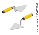 Cement trowel. Vector 3d line isometric, color web icons, new flat style. Creative design idea for infographics.