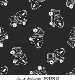 Cement Truck doodle seamless pattern background