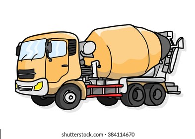 Cement Truck, a hand drawn vector illustration of a cement truck.