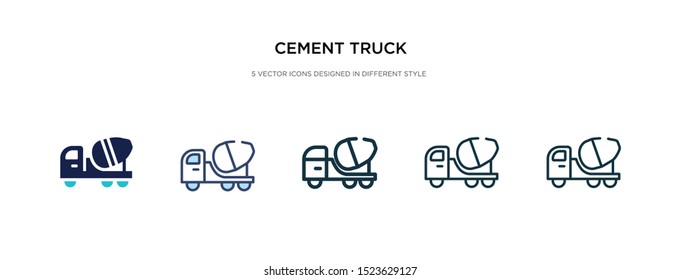cement truck icon in different style vector illustration. two colored and black cement truck vector icons designed in filled, outline, line and stroke style can be used for web, mobile, ui
