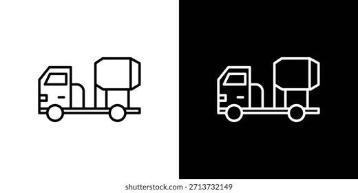 Icono de camión de cemento. Símbolo plano simple. Ilustración de pictograma de contorno negro perfecto