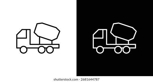 Cement truck icon simple vector pictogram. black and white icon concept