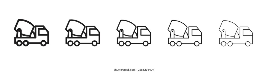 Cement LKW-Symbol einfache Vektorsatz. Grafische Darstellung