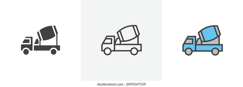 Cement truck icon symbol collection on white background.