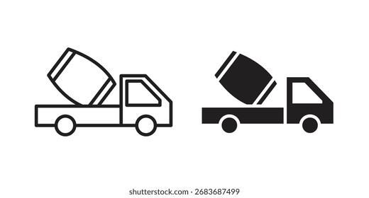 Cement truck icon. vector flat and line symbols. Vector Graphics.