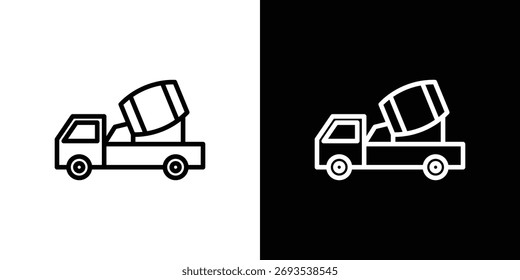 Cement truck icon vector graphics in strokes