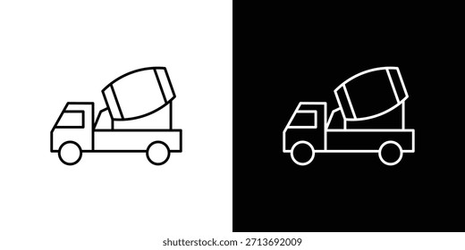 Cement truck icon vector logo outline. thin line symbols