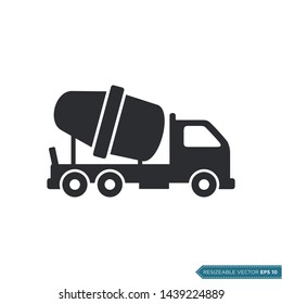 Cement Truck Icon Vector Template Flat Design