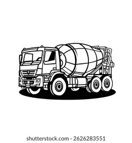 Cement truck line art design