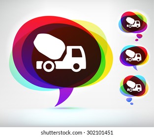 Cement Truck on Colorful Speech Bubble